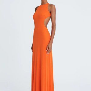Halston BRIAR JERSEY OPEN BACK GOWN Size 0 Color Orangeade